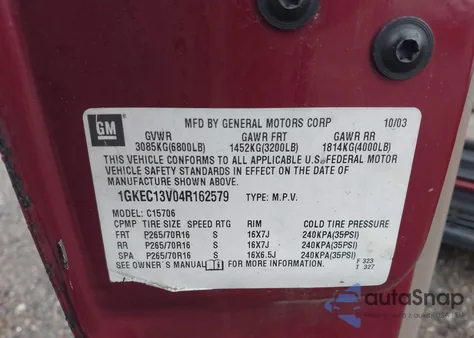 2004 GMC Yukon Sle z USA, uszkodzony, nr VIN 1GKEC13V04R162579